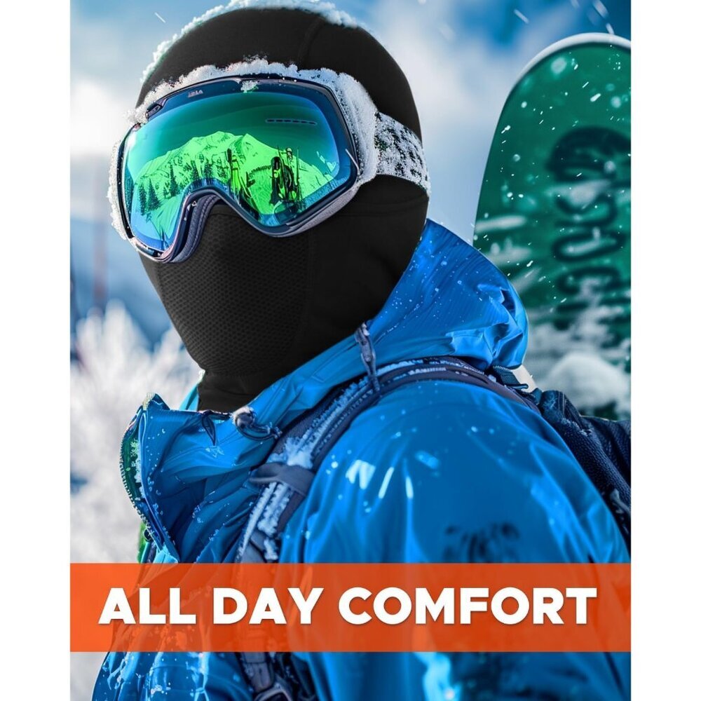 Women's Face Ski Mask with Movable Design Fleece Winter Face Cover Black - Picture 5 of 7